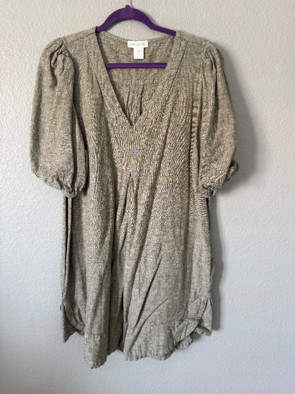 Cynthia Rowley Grayish Puff Sleeve Dress XL Never Worn